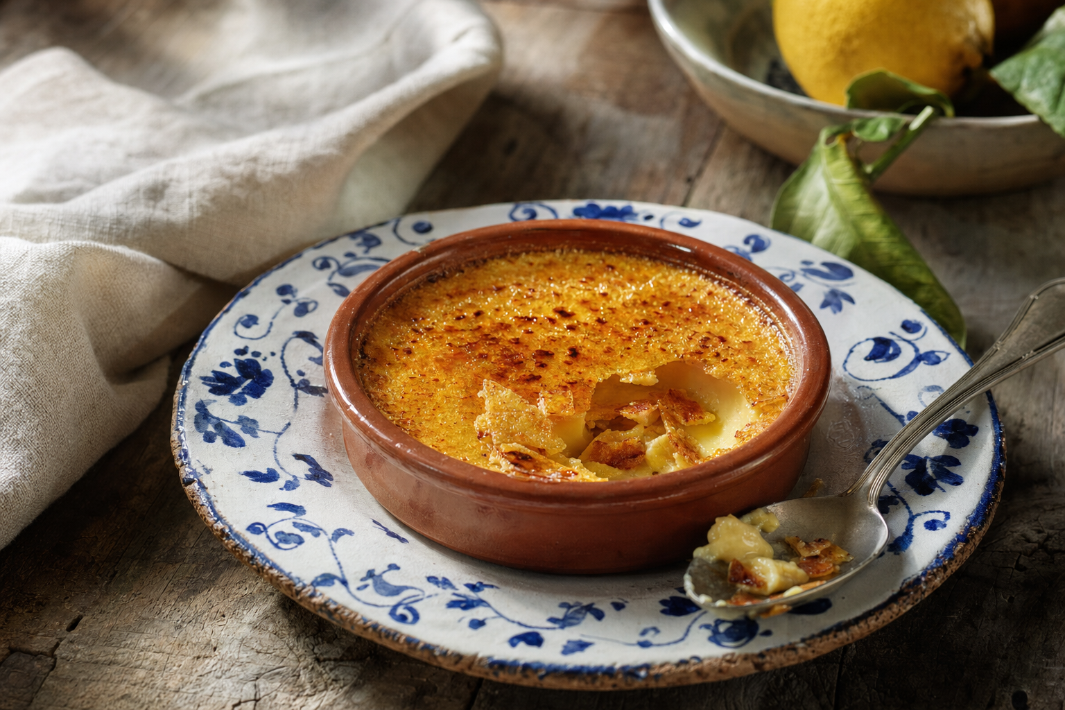 Crema Catalana — Katalanische Creme mit Zimt und Zitrone unter knackender Zuckerkruste