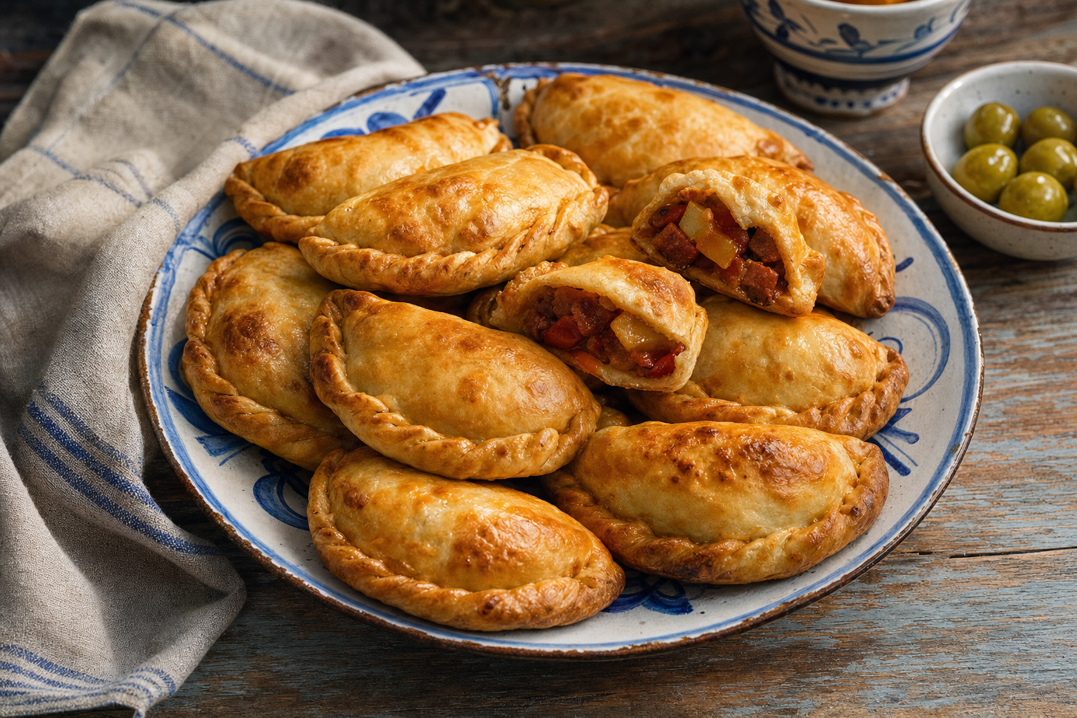 Empanada — Goldbraune Teigtaschen mit Chorizo, Kartoffel und Paprika