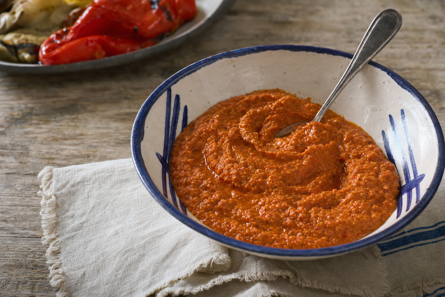 Romesco — Katalanische Mandel-Paprika-Sauce, geröstet, körnig und mit Säure im Rücken